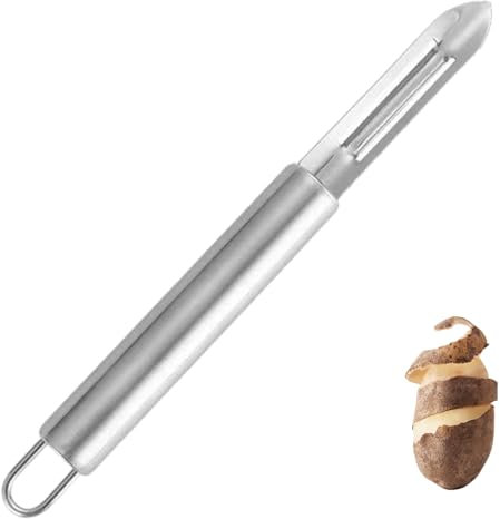 Potato Peeler Stainless Steel Vegetable Silver Julienne 7.5 Inches Straight Peeler Slicer for Kitchen Food Cutter