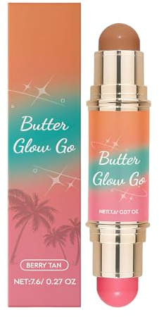 EIHI 1 pezzi stick multifunzionale per fard e contorno, trucco, blush, doppio stick per contorno guance, occhi e labbra, contorno e fard in tonalità complementari.