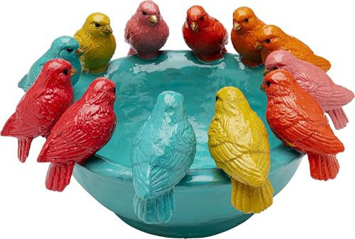 Kare Design Bol décoratif Birds, multicolore, 14 x 28 x 28 cm, coupe à fruits, bol peint à la main, pour salle à manger