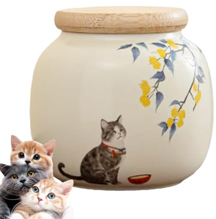 jamgeery Urnes pour Cendres De Chat | Urne Funéraire en Céramique pour Animaux,Boîte Commémorative pour Chien et Chat - Ornement Commémoratif pour Mèche de Poils, Crémation, Souvenir, Jardin,