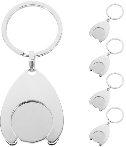 Abaodam 5pcs Shopping Trolley Token: Quarter Keychain Holder - Grocery Cart Keyring - Metal Coin Keychain for Shopping Carts - Mini Portable Tokens for Hanging Ornament Keys Backpacks