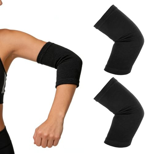 Ajcotahm 2 Pack Elbow Support for Men Women, Black Elbow Brace Nylon Arm Compression Sleeve for Weightlifting Tennis Golfers Sports Protection