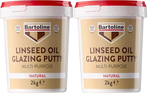 Bartoline Masilla de linaza para acristalamiento (2 kg): sellador multiusos para ventanas y marcos, ideal para marcos de madera y metal. (Paquete de 2)
