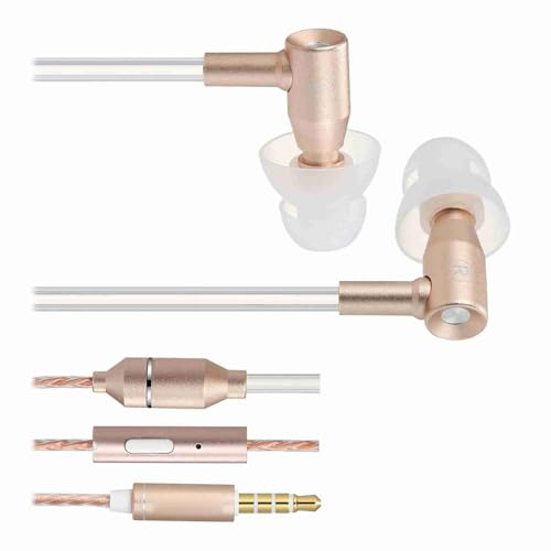 Fesjoy Auricolari Intrauricolari Cablati Airtube da 3,5 Mm con Riduzione del Rumore, Cuffie per Telefono con Tubo 'aria, Riduzione delle Radiazioni Al 98% per, Tablet, Auricolari Dorati (Oro)