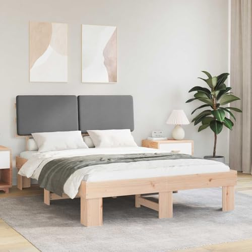 GeenYuu Bettgestell gepolstert, Hellgrau, 140x200cm, Kiefernholz, modernes Design, Schlafzimmer Möbel, Doppelbett, kein Boxspring erforderlich