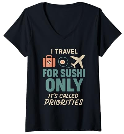 Mujer Rollos para Amantes del Sushi, Palillos Nigiri, Regalo para fanáticos Camiseta Cuello V