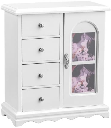 Karl home Jewelry Box with 4 Drawers Organizer and Swing Necklace Carousel