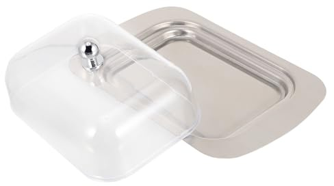 TOYANDONA 1pieza Mantequera de Acero Inoxidable con Tapa Transparente para Almacenamiento de Mantequilla Bandeja Ligera y Espaciosa para Cocina para Cenas y Celebraciones