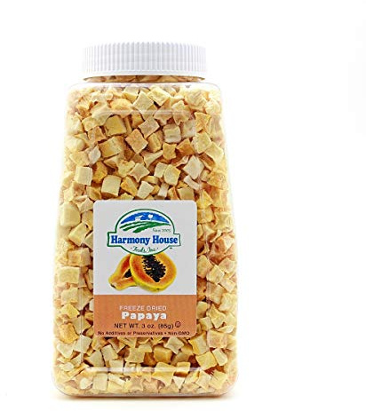 Harmony House Foods Freeze-Dried Papaya, dices (3 oz, Quart Size Jar)