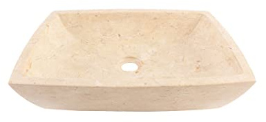 wohnfreuden Marmor Naturstein Waschbecken MARA ca 50 cm eckig Creme Gäste WC