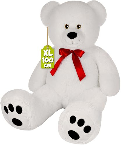 monzana® Teddybär L - XXXL 50-175cm Weiches Fell Schleife Tatzendruck Geschenk Plüschtier Kuscheltier Stofftier Riesen Teddy Bär