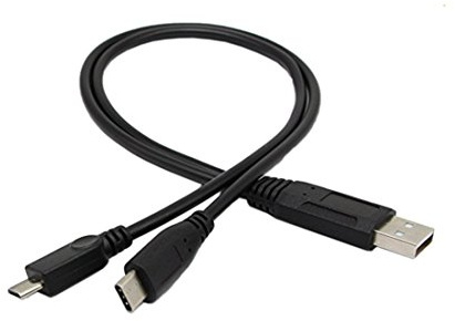 Cable Divisor Macho USB-C y Micro para Sincronización y Carga 1 m Negro