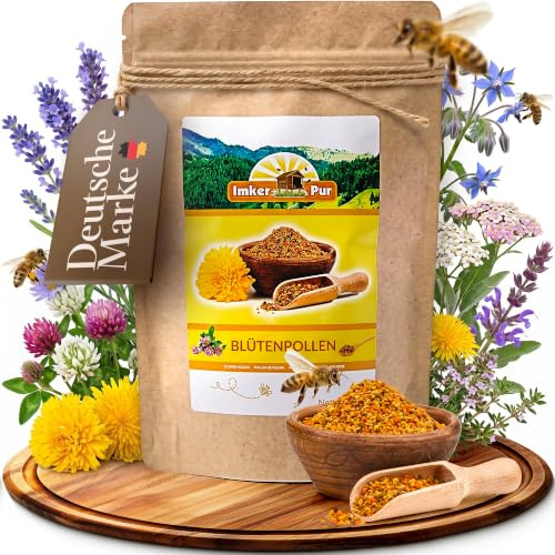 ImkerPur Blütenpollen 500 g in Premium-Imkerqualität | hochwertiges Granulat, komplett rückstandsfrei und süßlich-mild | naturbelassene Bee Pollen zum Essen | Blüten Pollen in Premium Qualität