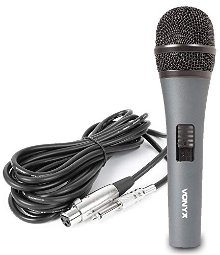 VONYX DM825 Wired Microphone with 5m Cord, Handheld Dynamic Mic, Clear Vocal Sound, Cardioid Pattern, Solid Metal Body, Perfect for Singing, Karaoke, DJ, Speeches, Live PA Performances