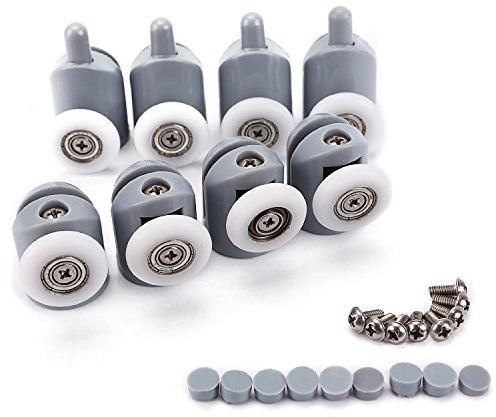 Shower Door Rollers, Lance Home Set of 8 Single Shower Door Runners/Wheels/Pulleys/Guides 27mm Diameter Home Bathroom DIY Replacement Parts(4 Upper Rollers and 4 Bottom Rollers)