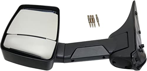 Kool Vue Driver Side Manual Towing Mirror for Ford Econoline Van 1992-2015 Textured, Manual Glass Adjust, with 4-Bolt Mount