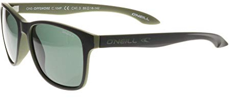 O'Neill Occhiali da sole unisex polarizzati, nero/verde, Onoffshire, 104P, taglia 55-18-142 mm, nero, 55 mm, Nero , 55 mm