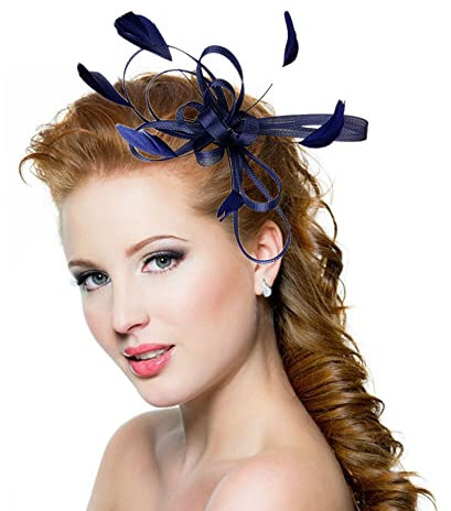 IBLUELOVER Épingle à Cheveux Mariage Plume Femme Coiffure Fleurs Chapeau Bibis Fascinator Nuptiale Accessoires Clip Cheveux Voilette Déguisement Soirée Photographe Églises