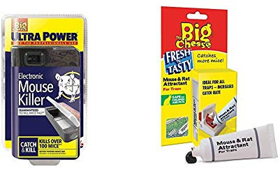 The Big Cheese Ultra Power Electronic Mouse Killer (Quick, Humane Electric Mouse Trap) & Rat and Mouse Food Bait (26 g) - Poison-Free Rodent Bait Attractant