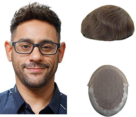 Lordhair Perücke Männer,Realität Toupet,Französische Spitzen weben mit Zwei Seiten und hinter sich PU，Atmungsaktiver und komfortabel，Fühlen Sie sich nicht schwül