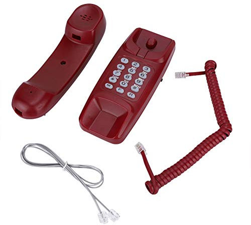 Linea Fissa per Montaggio a Parete, Nessun ID Chiamante Telefono con Filo Telefono Aziendale Compatto Telefono Interno Telefono Domestico per Famiglia di Hotel(Rosso)