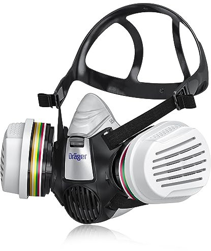 Dräger X-plore 3300 Maschera respiratoria con filtro ABEK1 Hg P3 per lavori chimici, semimaschera contro gas, vapori, polveri sottili e particolati, taglia L