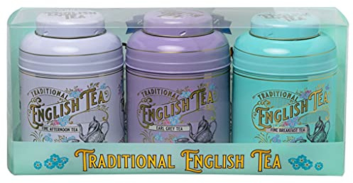 New English Teas Vintage Victorian Tea Tin Gift Set with 240 Teabags | English Breakfast Team Earl Grey, Tea Gifts