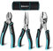 DURATECH 3Pcs Pliers Tool Set, High Leverage Hand Tool -6 Inch Long Nose Pliers, Diagonal Cutting Pliers & Slip Joint Pliers for Plumbing, Automotive & General Applications, Black, Blue (DT001033AU)