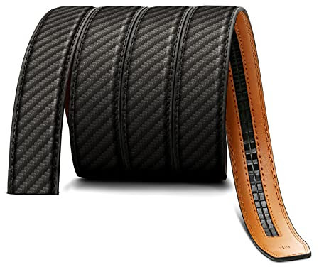 BULLIANT Gürtel Herren, Ledergürtel Automatikschließe Ratsche Gürtel Anzug 35mm,Ohne Schnalle,Größe Angepasst(Schwarz-140cm/36-48 taille verstellbar)