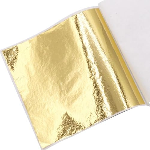 MAGICLULU 50 Pcs Papel De Hoja De Oro Metalizado Arte Láminas De Pan De Oro Comestibles Para Pastel Gold Leaf Regalos Hechos a Mano Joyas Chapadas En Oro Manicura Papel De Aluminio