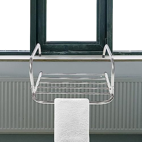 Rostfritt stål torkställning värme balkong väggtork rostfritt stål värme och balkong torktumlare hängande tork väggtork balkongräcke, badrum, radiator, hängande torktumlare (storlek: 60 x 38 x 18 c