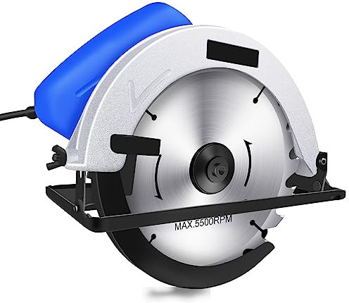 Mini Circular Saw with 1PCS 185mm Saw Blade, 5000RPM Pure Copper Motor Electric Circular Saws with Laser Guide for Wood, Soft Metal, Tile and Plastic Cuts