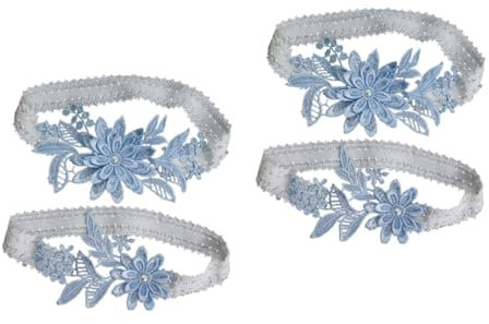 ifundom 2 Paar Braut-beinbänder Aus Spitze Mit Blumenmuster Bequem Und Elastisch Für Hochzeit Party Abschlussball