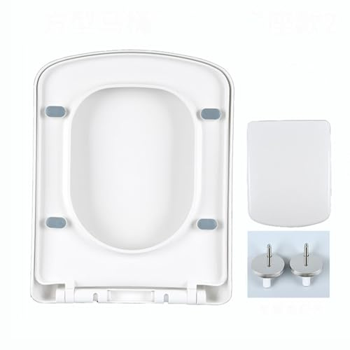 Giural WC Sitz Eckig Toilettendeckel, WC Sitz Mit Absenkautomatik, Toilettensitz Klodeckel Klobrille Mit Absenkautomatik Und Quick Release Funktion Für Einfache Reinigung,35 * 45cm