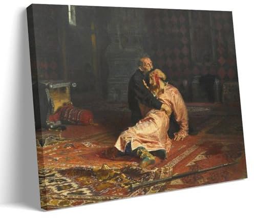 HDMMXEN Ilya Repin Gemälde: Iwan der Schreckliche und sein Sohn Iwan, Kunstposter auf Leinwand, Wandkunst, dekorativ, Schlafzimmer, modern, Heimdruck, Kunstwerk, 20 x 30 cm