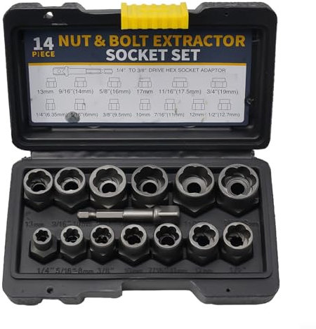 HEBEOT Affect Lot de 14 extracteurs de boulons et écrous pour ménage, réparation automobile, réparation mécanique 3/8 Interface Zhongfei