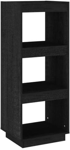 Bücherregal Standregal freistehendes Büroregal Aktenregal Aufbewahrungsregal Raumteiler Lagerregal für Wohnzimmer, Schwarz 40x35x103 cm Massivholz Kiefer