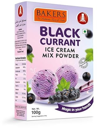 BAKERS Classic & Delightful Black Current Ice Cream Powder, Easy to Make No Sugar Needed Perfect Dessert Mix - 100g (Pack Of 1)