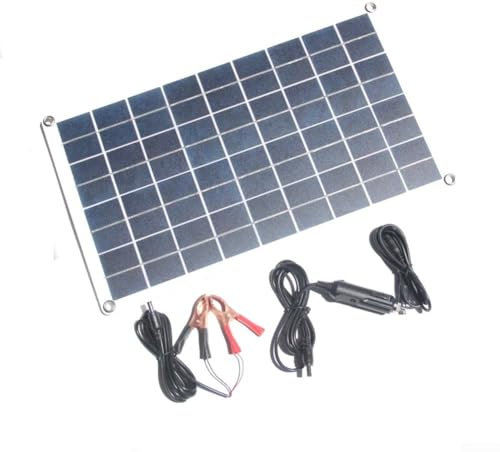 Hasaller Batteria solare per auto, 60 W, 12 V, carica batterie per auto, 60 W, amorfo, portatile, kit di backup per batteria auto, camper, roulotte, furgone, barca
