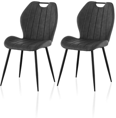 TUKAILAI Esszimmerstühle 2er Set aus Kunstleder, Küchenstuhl Polsterstuhl Wohnzimmerstuhl mit Polster-Rückenlehne und Metallbeine, Stühle Sessel für Esszimmer Wohnzimmer Küche Schlafzimmer, Grau