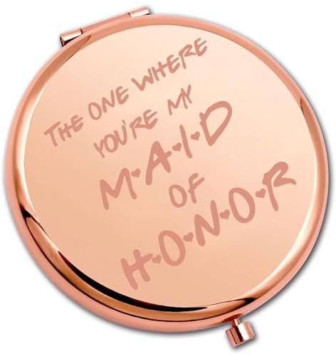 PLITI Maid Of Honor Taschenspiegel für die Brautparty, Geschenk The One Where You're My Maid Of Honor, Hochzeits-Taschenspiegel (Where Maid Honor CMrgU)