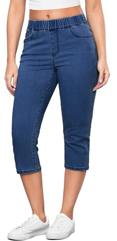 GRAPENT Women Capri Pants for Summer Capri Jeans for Women Stretch Darkness Blue Size Large US 12 to 14