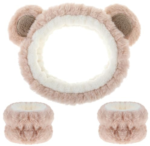 AOZUO Hårband, kosmetika för make-up och tvätt, björnöron elastiskt ansikte, handled, tvättband, absorberande sminkhårband för flickor, kvinnor, yoga, sport, hudvård, kosmetika, dusch