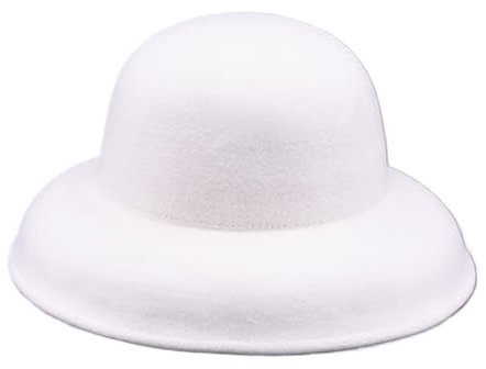NihaoWXM Wollfilzhut Floppy Wide Brim Winterhut for Frauen Fedora Hut Damenhut Kleid Kirche Cloche Bucket Bowler Hat Crushable Fedora-Hut(White)
