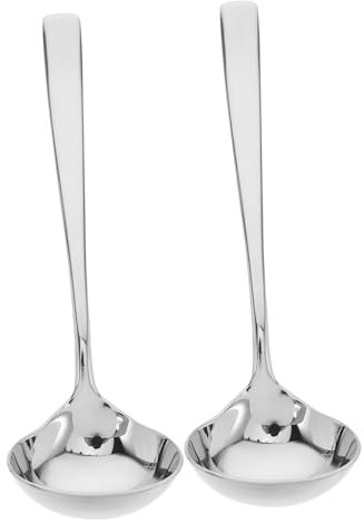 OUNONA 2pcs Stainless Steel Sauce Serving Ladles Gravy Soup Ladle Spoon for Gravies Sauces Kitchen Cooking Tool Silver