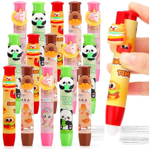 SKAMORI 20 Pezzi Gomme da Cancellare Bambini, Gomma Retrattili a Forma di Penna, Gomme da Cancellare per Gadget Compleanno Bambini & Regalini Fine Festa Compleanno bambini