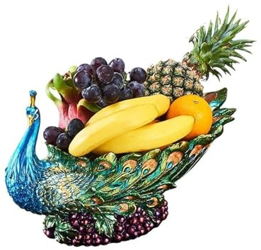 Cuencos de Frutas Plato de Fruta de Pavo Real, frutero, Cesta de Fruta Creativa de Moda, Aperitivos, Plato de Fruta Seca, Adornos de decoración de Escritorio Fruteros(Pequeño)