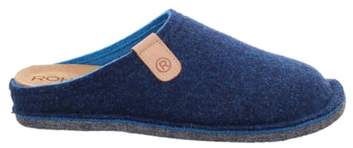 Rohde Damen Pantoffel Hausschuh Softfilz Decksohle Leder bequem Lucca-D 6820, Größe:39 EU, Farbe:Blau