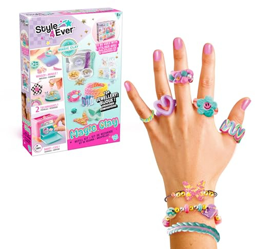 Canal Toys Style 4 Ever Magic Clay Jewellery Refill Kit – Vibrant Clays & Decorations for Rings, Bracelets, Pendants & More – Bake to Harden – Creative DIY Jewellery Accessories