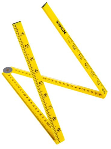 XTrade 1m Folding Rule – Metric & Imperial (39in) | High Visibility Yellow ABS Plastic Measuring Stick | Durable, Compact, Easy-Fold Ruler for Trade & DIY